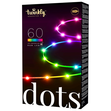 Twinkly Dots Gen II 10' 60 RGB USB-Powered Flexible LED Light, Transparent Wire