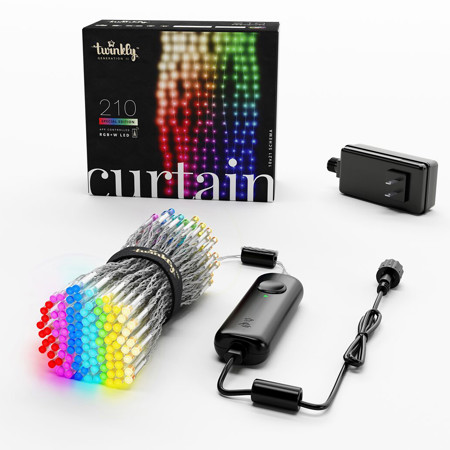 Twinkly Curtain Gen II Special Edition 4.9x6.9' 210 RGBW LED Light, Transparent