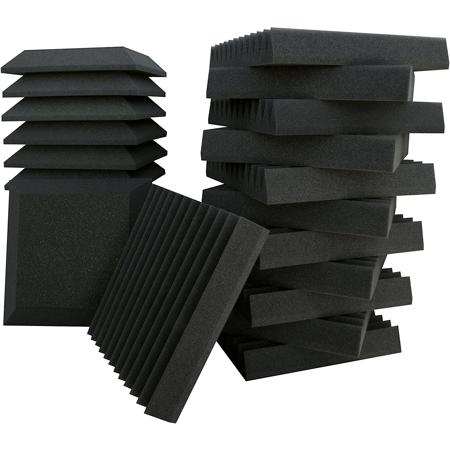 Ultimate Acoustics UA-KIT-SB2 Studio Bundle II Bevel and Wedge-Style Professional Foam, 12x12x2", 24 Pieces, Charcoal