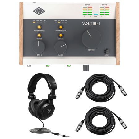 Universal Audio Volt 276 Portable 2x2 USB Type-C Audio/MIDI Interface with Built-In Compressor with Headphone & XLR Cable