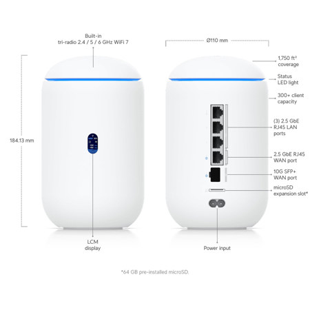 Ubiquiti Networks Dream Router 7 Tri-Band Wi-Fi 7 10G Cloud