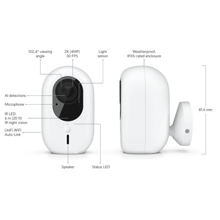 Ubiquiti Networks UniFi G4 Instant 2K Wi-Fi Camera, White UVC-G4