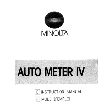 Minolta Autometer IVF Instruction Manual