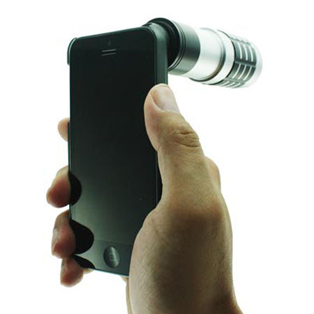 USBfever Fisheye + Wide Angle (+Macro) + 2X + 9X + 12X Telephoto Lens Combo for iPhone 5 (Smoky Black)
