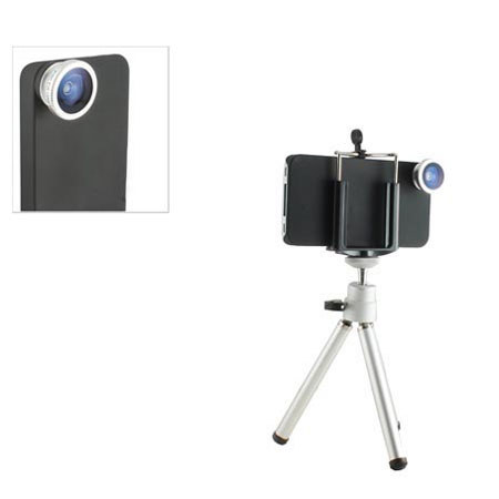USBFever Wide Angle + Fish Eye + 8x Telephoto Lens Combo for iPhone 4/4S, Black