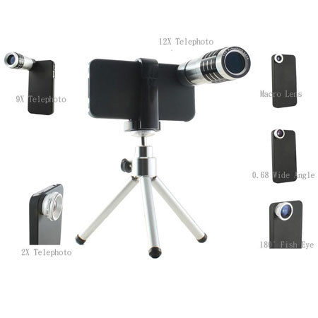 USBfever Wide Angle + (Macro) + Fisheye + 2x + 9X + 12X Telephoto Lens Combo