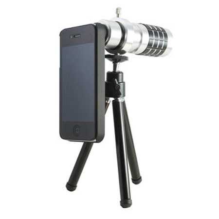 USBfever 12X Telescope with Hard Case for iPhone 4, Black