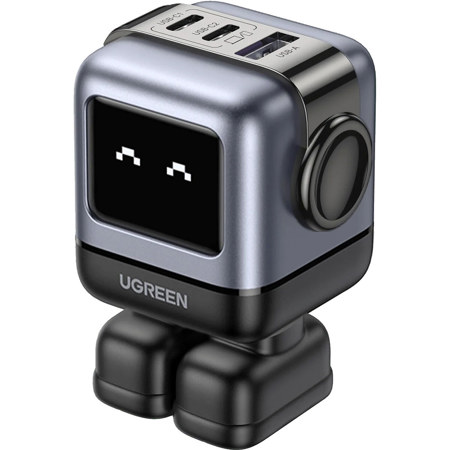 UGREEN Uno Robot 65W 3-In-1 USB-C PD GaN Fast Charger, Space Gray