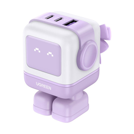 UGREEN Uno Robot 65W 3-Port USB GaN Fast Charger, Purple