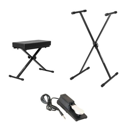 Ultimate Support JamStands JS-XS300 X-Style Stand + Ultimate Support JamStands JS-MB100 Medium X-Style Keyboard Bench + On-Stage KSP100 Keyboard Sustain Pedal