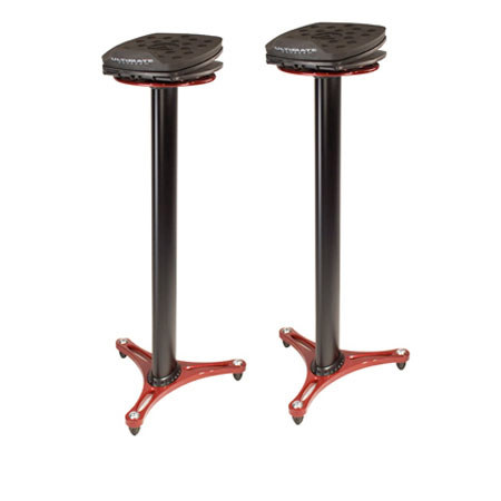 Ultimate Support MS-100 Second-Generation Column Studio Monitor Stand with Adjustable Angle and Axis, Pair, Red
