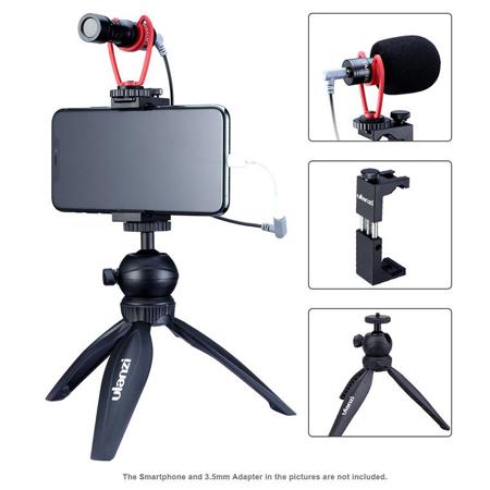 Ulanzi Smartphone Vlogging Super Extension Tripod Handle Outfit 2 Video Kit, Includes MT-04 Tripod, ST-02S Phone Tripod Mount & VM-Q1 Microphone
