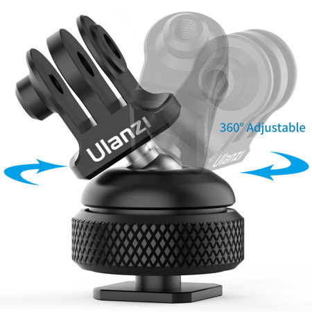 Ulanzi GP-6 Action Camera Cold Shoe Mount Adapter, 360 Degree Rotation Ball Head