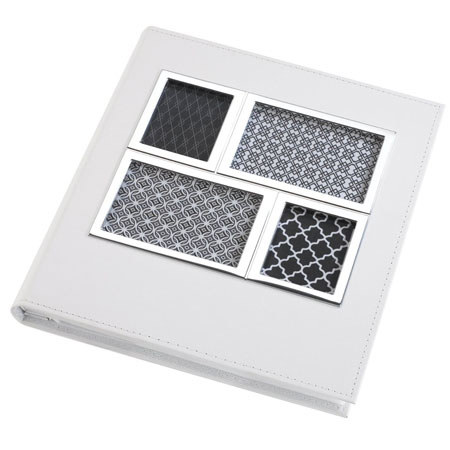 Umbra Horizon Series, White Imitation Leather 12-1/2x14" Album with White Inset Multi Picture Frame Cover, for 260 4x6" Photos 5-Up