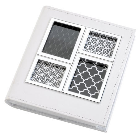 Umbra Horizon Series, White Imitation Suede 9x7-1/2" Album with White Inset Multi Picture Frame Cover, for 160 4x6" Photos 2-Up