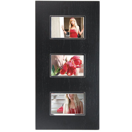 Umbra Sequence, Multi Photo Wood Frame, Holds Three 4x6" Photos, Color: Black.