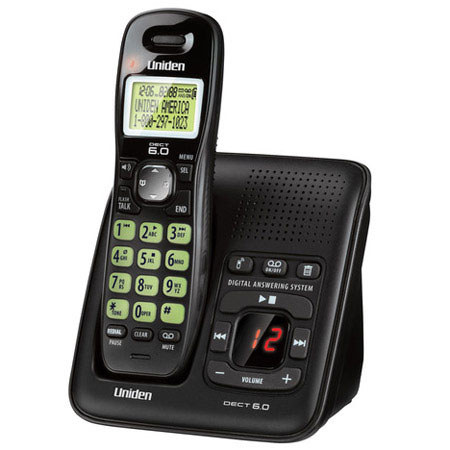 Uniden D1483BK Cordless Phone with Answering System and Caller ID, Black