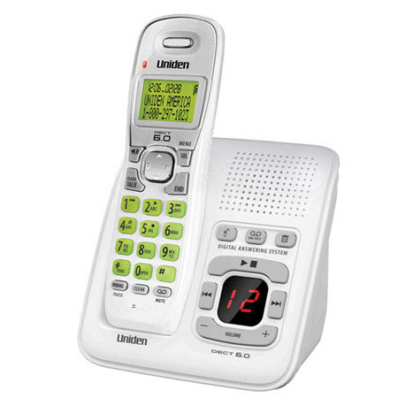 Uniden D1483W Cordless Phone with Answering System and Caller ID, White