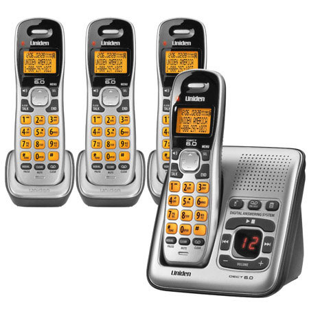 Uniden D1484-4 DECT 6.0 Cordless Phone System with Digital Answering System