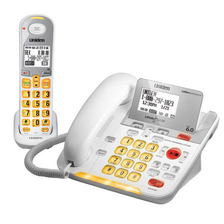 Uniden D3098 Loud & Clear DECT 6.0 Corded/Cordless Phone, White