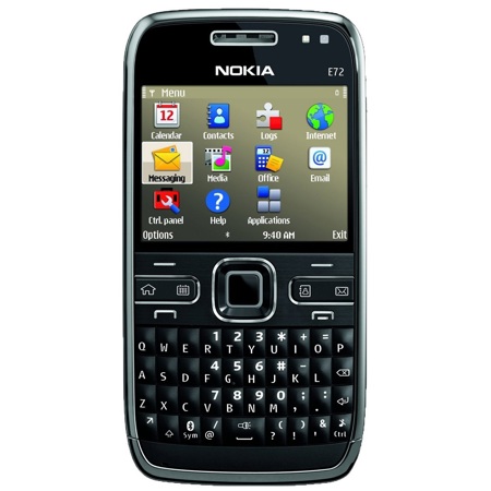 Nokia E72 QWERTY + Trackpad Cell Phone, Symbian S60, GSM/3G, Unlocked, Black