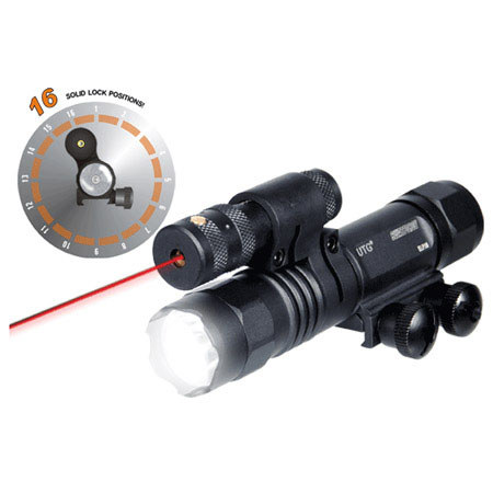Leapers UTG LED Weapon Flashlight and Adjustable Red Laser Combo, 16 Positions