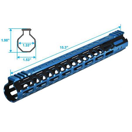 UTG PRO M-LOK 15" Ultra Slim Rail for Mil-Spec AR15 Upper Receivers, Black/Blue