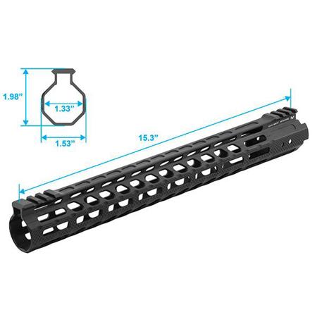 UTG PRO M-LOK 15" Ultra Slim Free Float Handguard for AR15 Rifles, Matte Black
