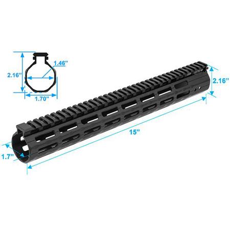 UTG PRO M-LOK 15" High Profile Super Slim Free Float Handguard, Matte Black
