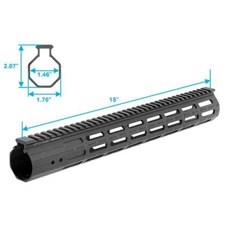 UTG PRO M-LOK 15" Super Slim Free Float Handguard for RPR, Matte Black