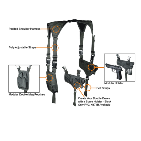 UTG Leapers UTG Deluxe Universal Horizontal Shoulder Holster, Right H&, OD Green