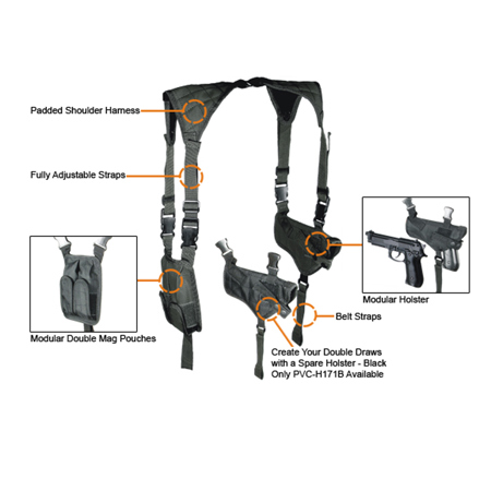 UTG Leapers UTG Deluxe Universal Horizontal Shoulder Holster, RH, Army Digital