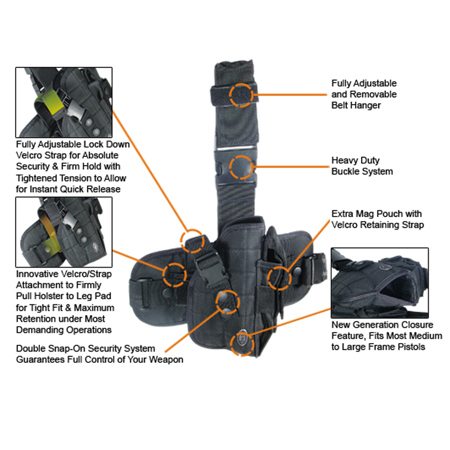 UTG Leapers Special Ops Universal Tactical RH Leg Pistol Holster, Army Digital