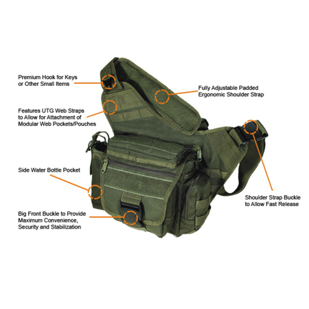 UTG Leapers UTG Multi functional Tactical Messenger Bag Black PVC