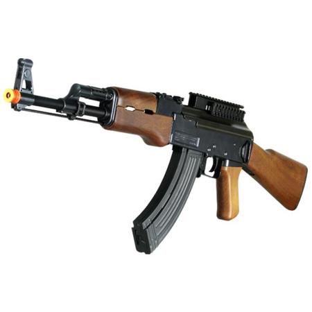UTG Sport AK47 Tactical WarHawk Airsoft AEG Rifle, Wood/Black