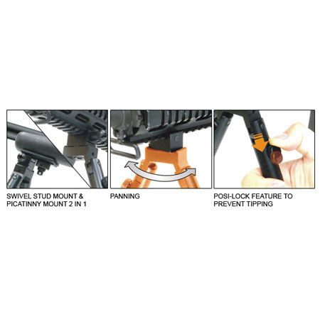 UTG Leapers UTG Universal Shooter's Bipod - SWAT/Combat Adj. Height, 5.8"-6.8"