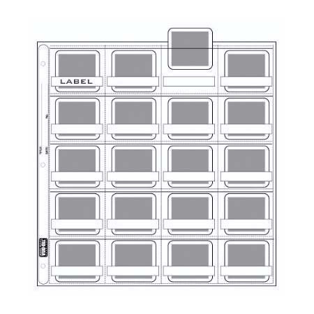 Vue All Vue-All Archival 35mm Slide Pages Holds Twenty 2x2" Mounted Transparencies with Individual Write-On Tabs, Top Loading, Pack of 100