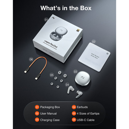 viaim RecDot Wireless Smart ANC Earbuds,AI Voice Recorder