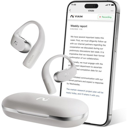viaim OpenNote Wireless Open Ear Earbuds,AI Voice Recorder