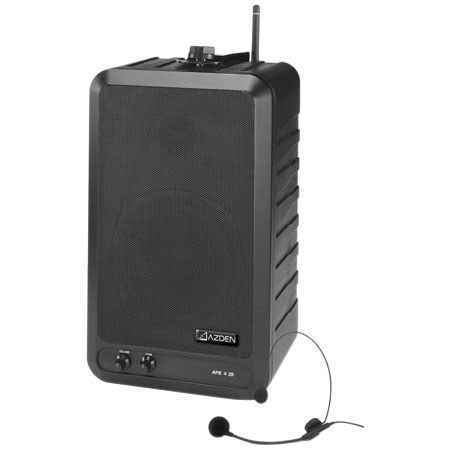 Azden APS 25b Battery Powered 20 Watt Multi-Function 2-Way Speaker with Mounting Bracket