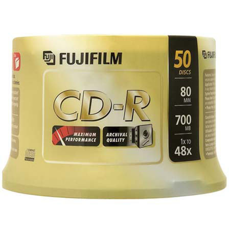 Fujifilm CD-R, 80 Minutes, 48x Speed, 700mb, 50 Disc Pack on Spindle #25301485