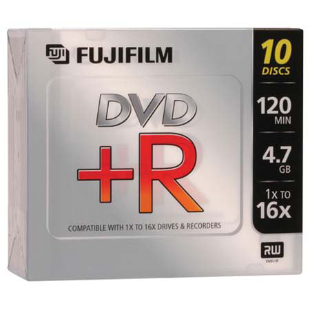Fujifilm DVD+R, 120 Minute, 4.7 GB, 16x, 10 Disc Pack on Spindle #25302270