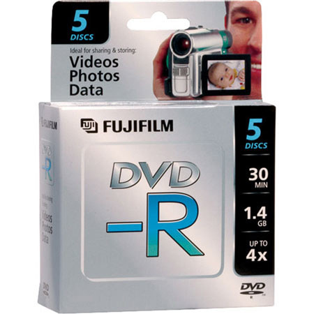 Fujifilm Mini 8cm DVD-R, 30 Minute, 1.4GB, 4x, 5 Disc Pack #25302444