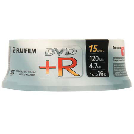 Fujifilm DVD+R, 120 Minute,4.7 GB,16x,15 Disc PkSpindle