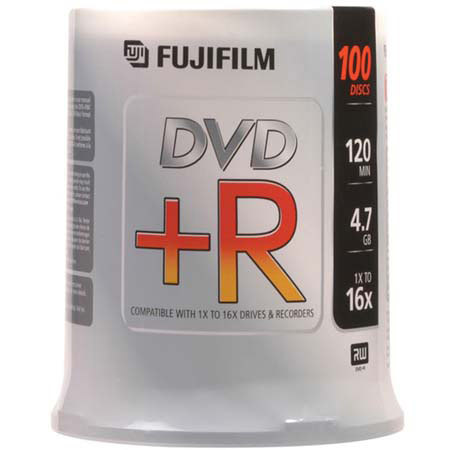 Fujifilm DVD+R, 120 Min,4.7GB,16x,100Disc Pk on Spindle