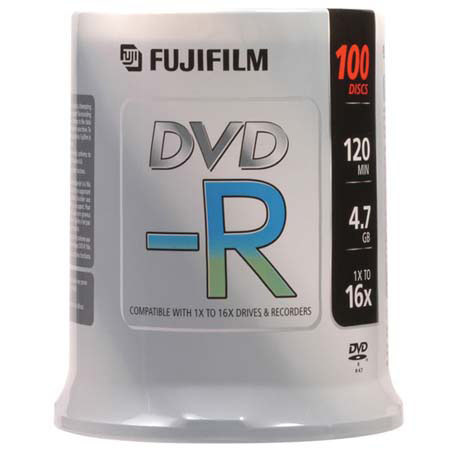 Fujifilm 4.7GB DVD-R, 120 Min, 16x, 100 Disc Pack