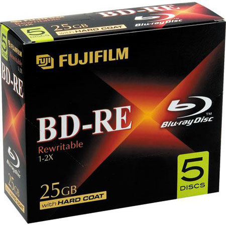 Fujifilm BD-RE Rewritable Blu Ray, 1-2x, 5 Disc Pack