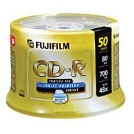 Fujifilm CD-R, White Thermal Printable, 80 Minutes, 48x Speed, 700mb, 50 Disc Pack on Spindle