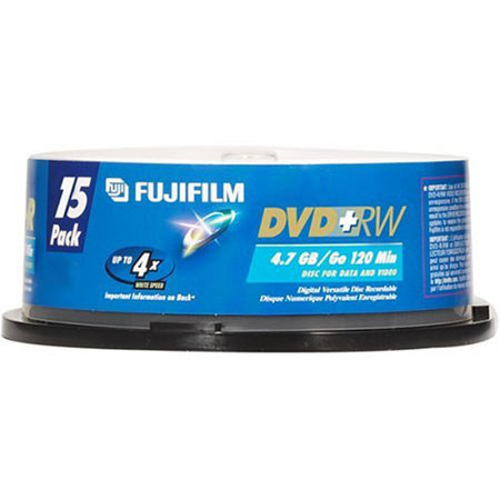 Fujifilm DVD+RW, 120 Minute, 4.7 GB, 4x,15 Pack,Spindle