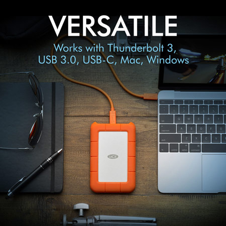 LaCie Rugged Secure 2TB 2.5" USB-C External Hard Drive